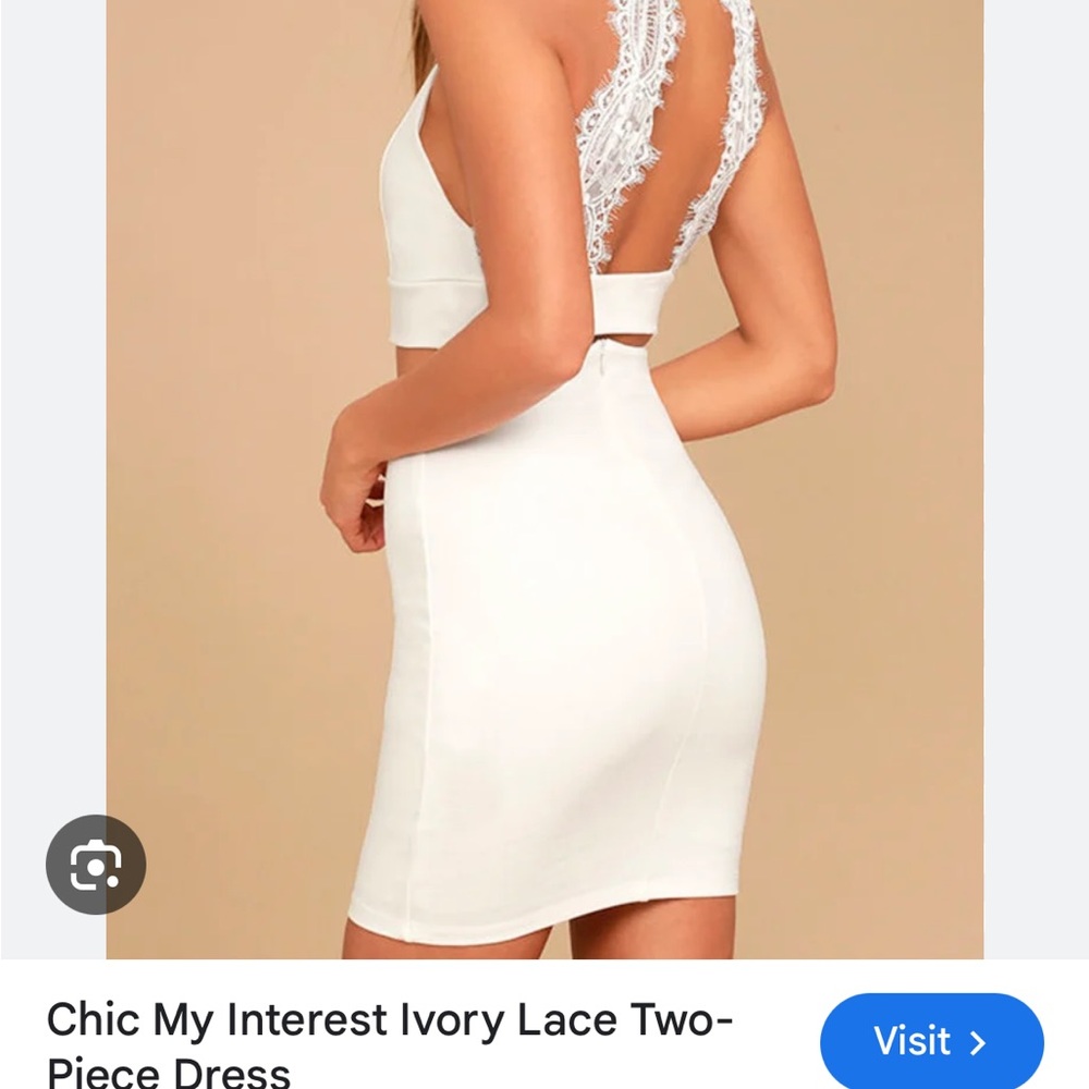 Lulu's Ivory Lace Backless Two-Piece Bodycon Dress